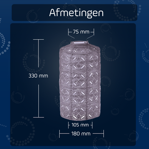 Lumiz solar lampion mandela cylinder - 18cm - lichtpaars