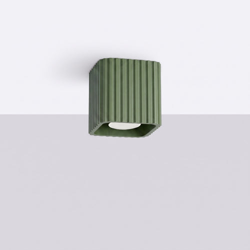 Sollux Lighting Plafondlamp RIFF 1 olijfgroen GU10 - 10x10x10cm