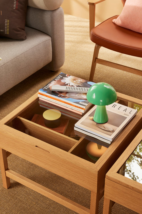 Hübsch salontafel Glitz - glas/mdf/eikenfineer/eikenhout - 60x60xh45cm - vtwonen shop