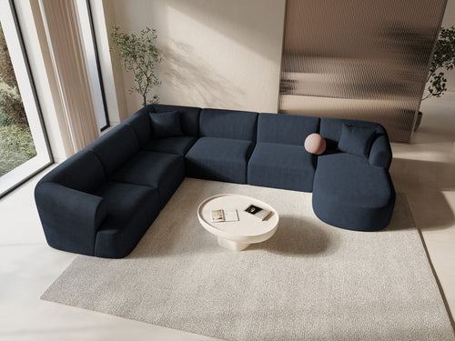 Cosmopolitan Design Modulaire panoramische hoekbank links Campi 7-zits, structurele stof koningsblauw - 255x330x70cm