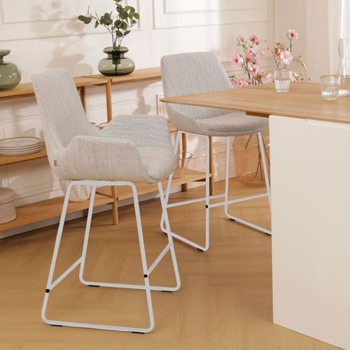 Nolon Nino-Eef Barkruk Beige Gemêleerd - met Armleuning - Wit - 65 cm