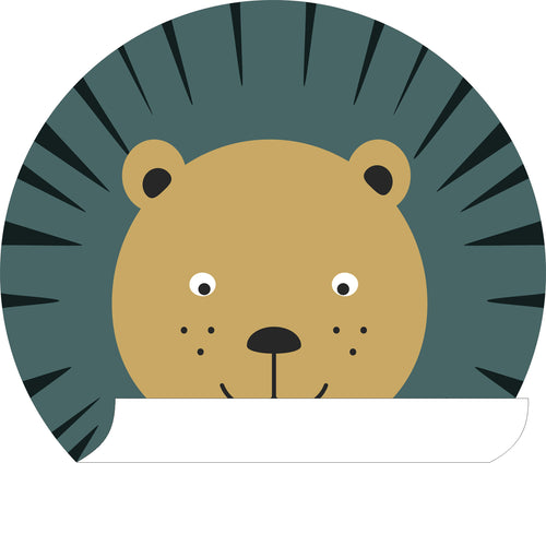 ESTAhome zelfklevende behangcirkel dierenkoppen petrolblauw en okergeel - Ø 70 cm - 158974