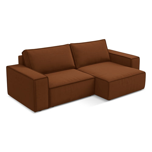LaMiaSofa hoekbank rechts Livorno - velours - terracotta - 257x148x82