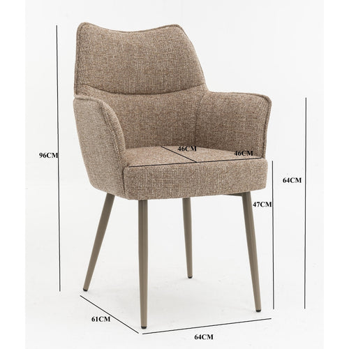 DÉJA Living Eetkamerstoel Zayn - Taupe/Taupe - Zithoogte 47cm - Set van 2 - vtwonen shop