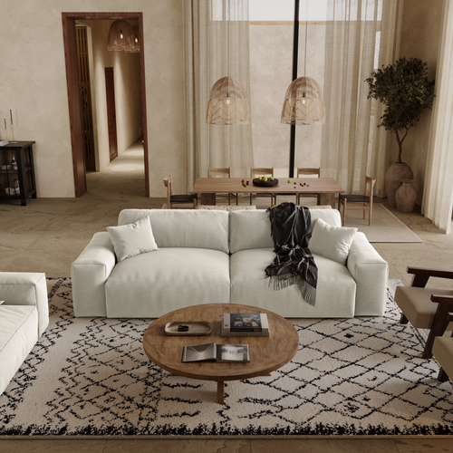 Premium Interiors - Bank  CHEER - zacht aanvoelende geweven stof  beige 220cm