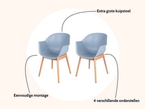 MaximaVida eetkamerstoel Cuyp XXL ijsblauw  eiken poten- 2 stuks