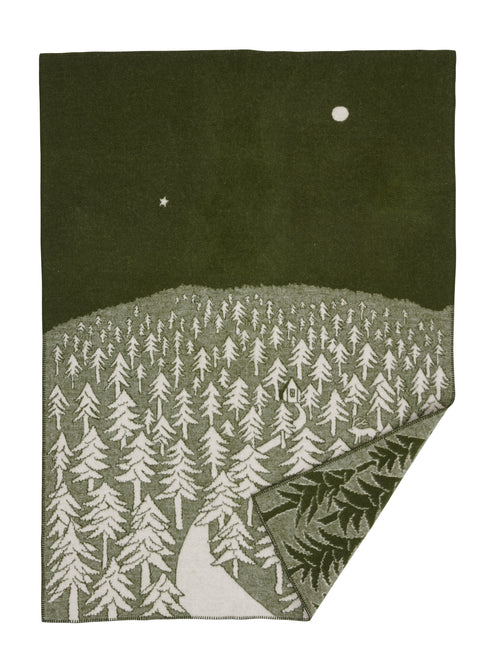 Klippan 100% wollen deken - House in the forest - groen- 130x200cm - vtwonen shop