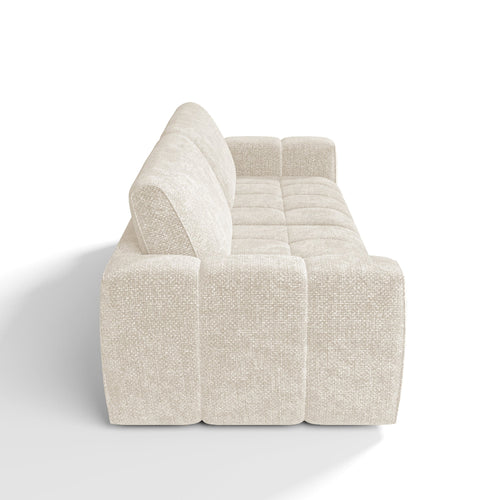 Sia Home - Rechte bank BARI - Chenille fluweel - Crème - 258cm - vtwonen shop