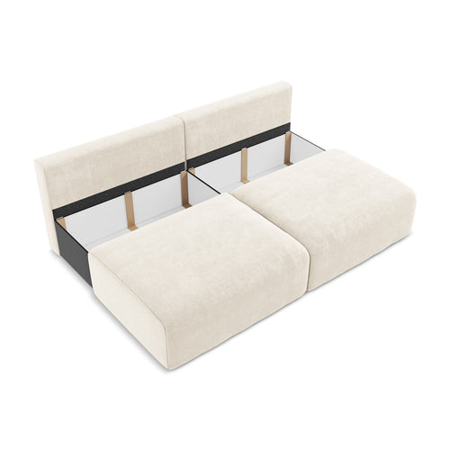 LaMiaSofa 3-zits slaapbank Ostia - chenille stof - lichtbeige - 216x102x79