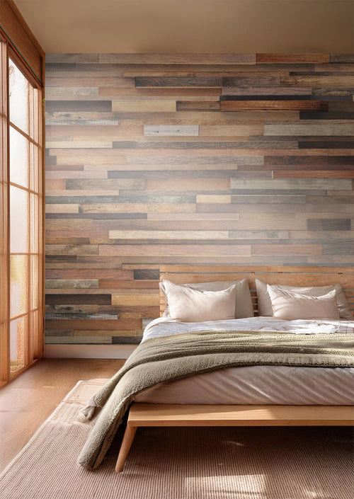 Sanders & Sanders fotobehang houten planken beige, bruin en grijs - 360 x 270 cm - 600517 - vtwonen shop