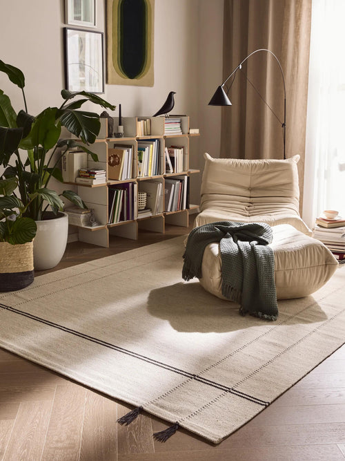 benuta wollen vloerkleed Kambiz - crème/antraciet - 200x300 cm