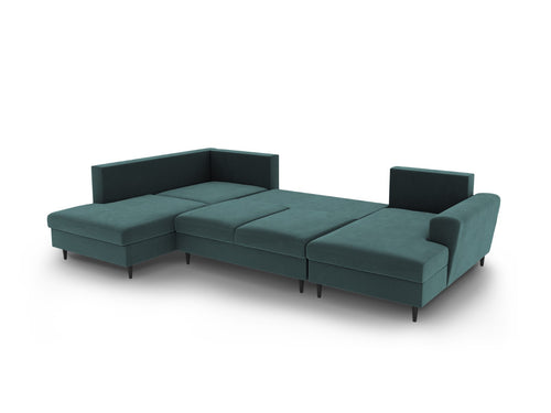 Cosmopolitan Design Links panoramische slaapbank met opbergdoos Kyoto 7-zits, flueel olie - 194x313x88cm