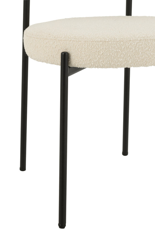 J-Line stoel Bouclé - multiplex/polyester - wit/zwart