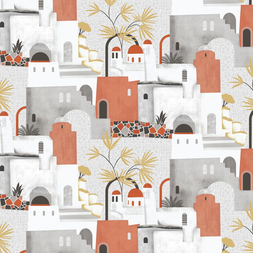 Sanders & Sanders fotobehang mediterrane huisjes grijs en terracotta - 318 x 280 cm - 640830
