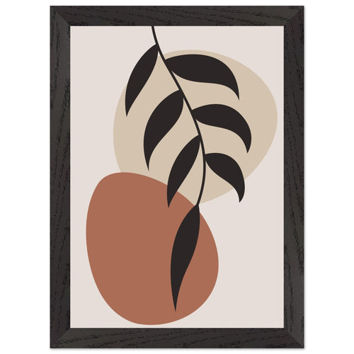 Artfulprints Poster met Lijst Boho - Abstract leaf II   - A4 21x29.7 cm - Terracotta