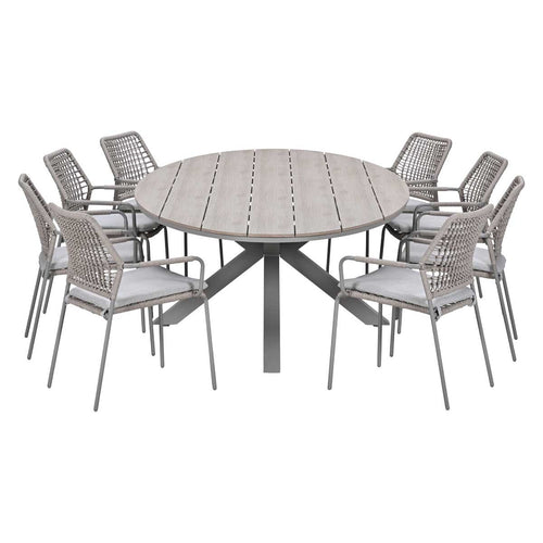 Garden Impressions Tuinset Natas 9-delig taupe - Tulli tuintafel 280x140 cm