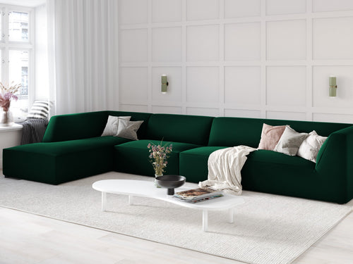 Micadoni linker hoekbank Ruby 5-zits, flueel, flessengroen - 180x366x69cm