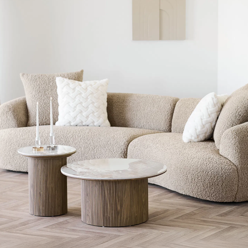 Artichok Ronda Bijzettafel Met Keramiek Blad Bruin Ø 45 cm