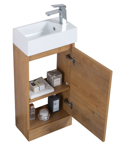 Badplaats Toiletmeubel Peru 40 x 22 cm – Eiken – Fonteinmeubel met Wastafel