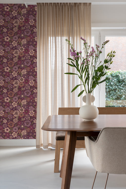 ESTAhome behang retro bloemen mauve paars - 50 x 900 cm - 131638