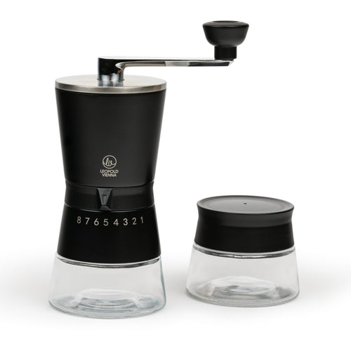 Leopold Vienna - Koffiemolen + bewaarpot Bologna giftset  zwart- handmatig - vtwonen shop