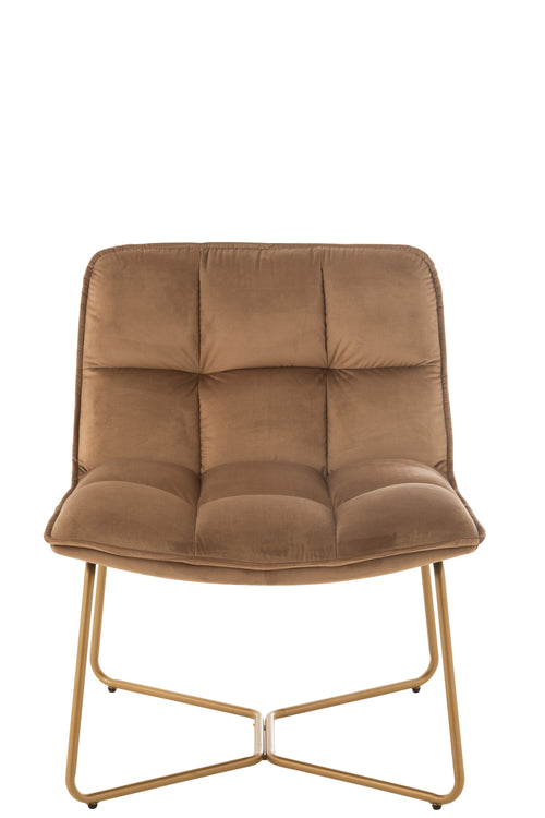 J-Line loungestoel Lisa - metaal/textiel - bruin - 2 stuks - vtwonen shop