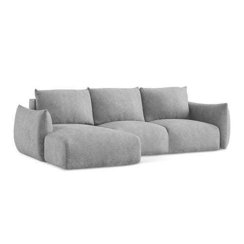 LaMiaSofa hoekbank links Savona - chenille stof - lichtgrijs - 242x162x90