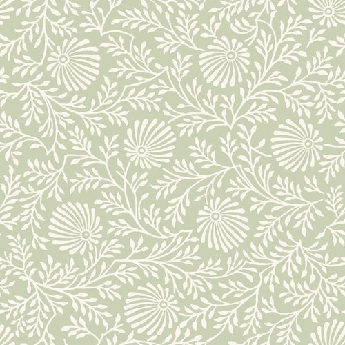 ESTAhome behang vintage bloemen licht vergrijsd groen - 50 x 900 cm - 132007