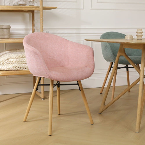 Nolon Nena-Otis Eetkamerstoelen Set van 2 - Zacht Roze - Houten Poten - vtwonen shop