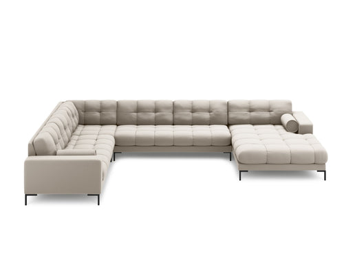 Cosmopolitan Design Panoramische hoekbank links Bali 7-zits, structurele stof, beige - 256x327x75cm