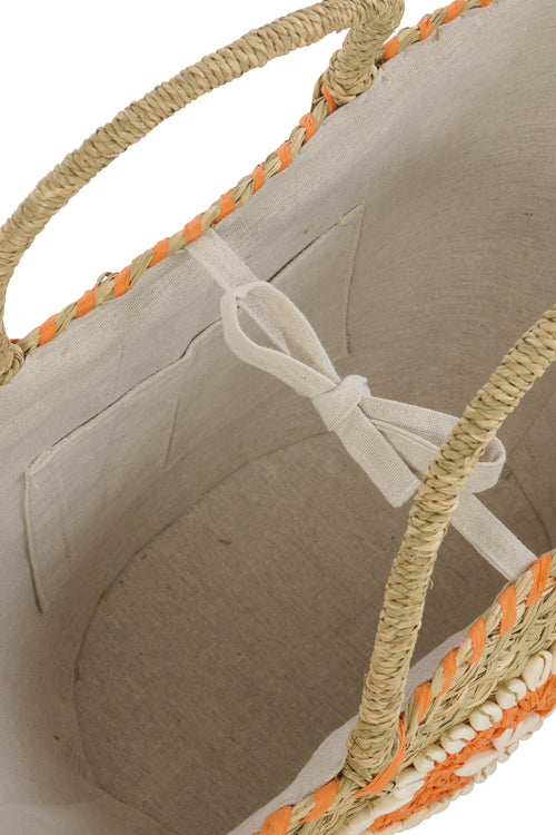 J-Line strandtas Schelp - zeegras - mix - set van 4