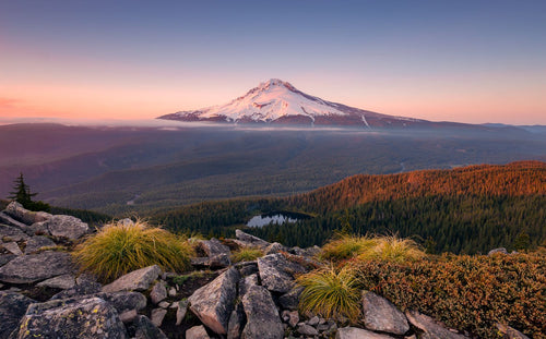 Sanders & Sanders fotobehang berglandschap blauw, grijs en groen - 450 x 280 cm - 612636