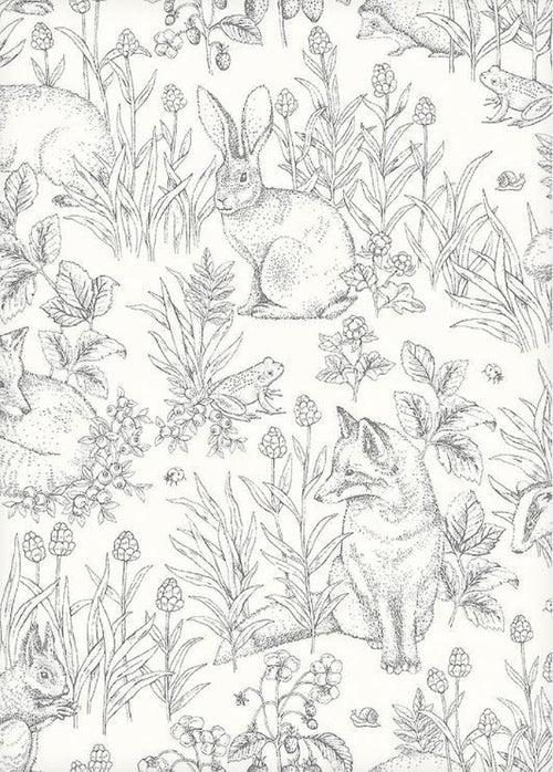 Borastapeter behang vintage bosdieren grijs - 53 cm x 10.05 m - 660633 - vtwonen shop