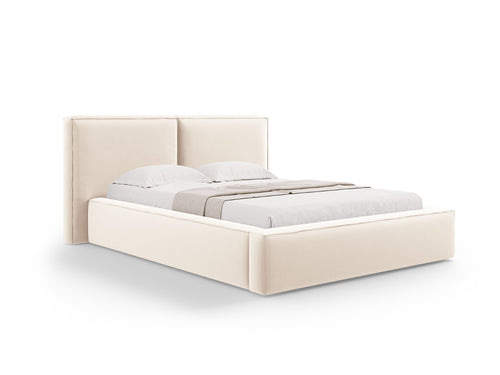 Micadoni Opbergbed met hoofdeinde Jodie 140x200cm, flueel, lichtbeige - 228x194x108cm