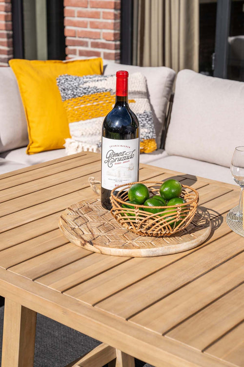 Santos lounge-diningset - 5-dlg.-links -acaciahout met white wash-sand