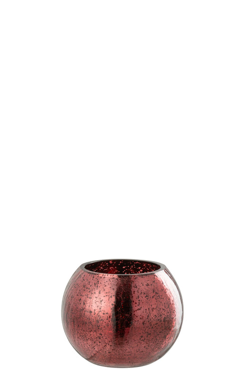 J-Line theelichthouder Bal Craquelé - glas - roze - small