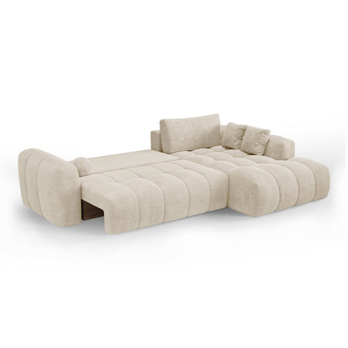 Premium Interiors - Rechthoekige hoekbank met slaapfunctie en opbergruimte SKY - kruisweefsel  crème 310cm