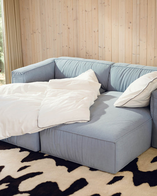 noo.ma Lobi 3-zits hoekslaapbank - Storm Blue Corduroy, hoek rechts