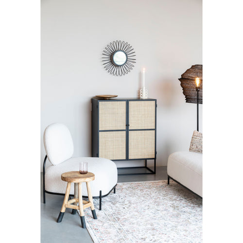 Housecraft Living Guuji Kast Laag 2 deurs Rotan/ Metaal - Zwart - vtwonen shop