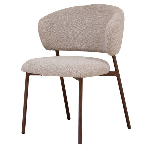 Giga Meubel Eetkamerstoel Feya - Beige/Walnoot - 51x53x81cm - Set van 2
