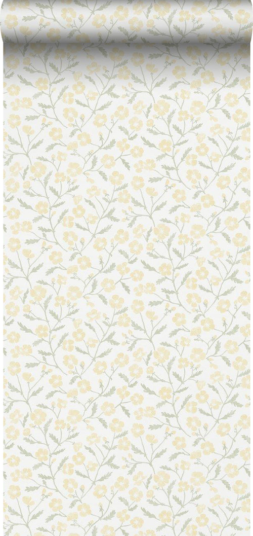 Borastapeter behang vintage bloemetjes geel - 53 cm x 10.05 m - 660345 - vtwonen shop