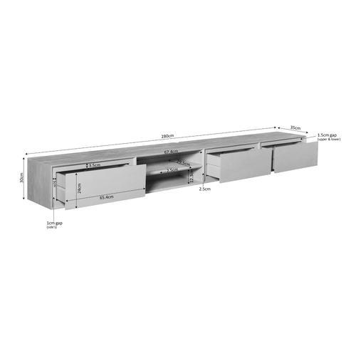 Starfurn - Tv meubel Ambiance - Bruin - 35x280x30 cm