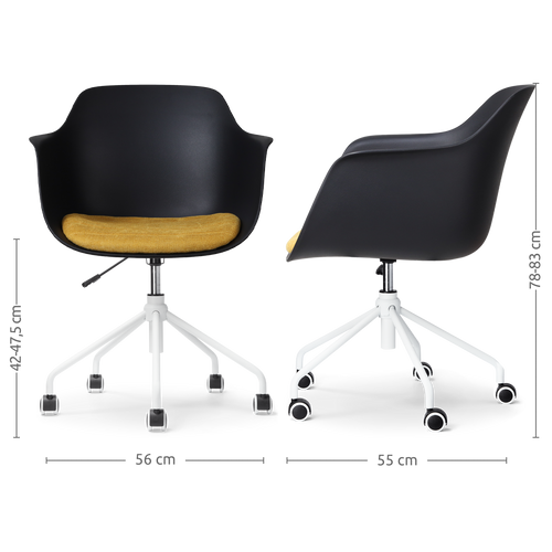 Nolon Nout-Liz Bureaustoel Zwart - Okergeel Kussen - Wit Onderstel