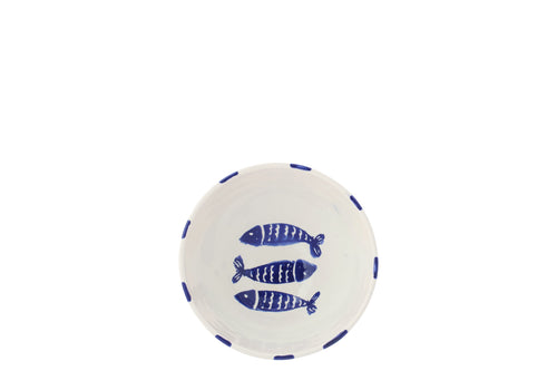 J-Line kom Vis Gestreept - keramiek - donkerblauw - medium