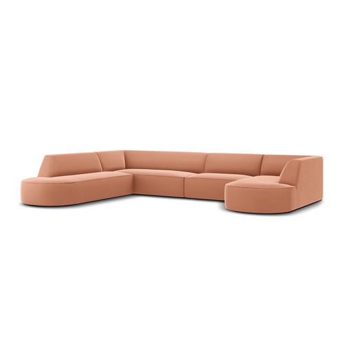 Cosmopolitan Design - Panoramische hoekbank Siena 7-zits, flueel roze - 273x366x69cm