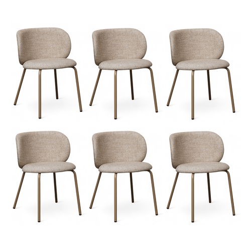 Furnhouse eetkamerstoel Nanna - Beige - Stof (Bouclé) - Set van 6