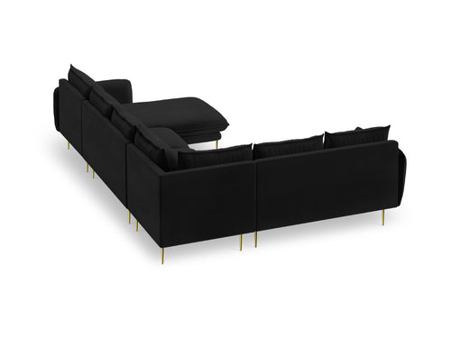 Cosmopolitan Design Panoramische hoekbank links Vienna 7-zits, flueel, zwart - 235x330x95cm