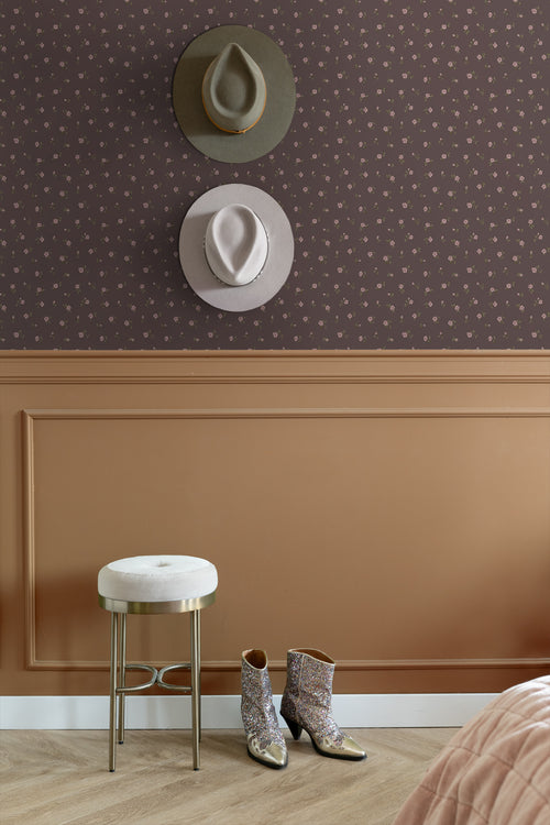 ESTAhome behang vintage bloemetjes bruin en roze - 50 x 900 cm - 139835 - vtwonen shop