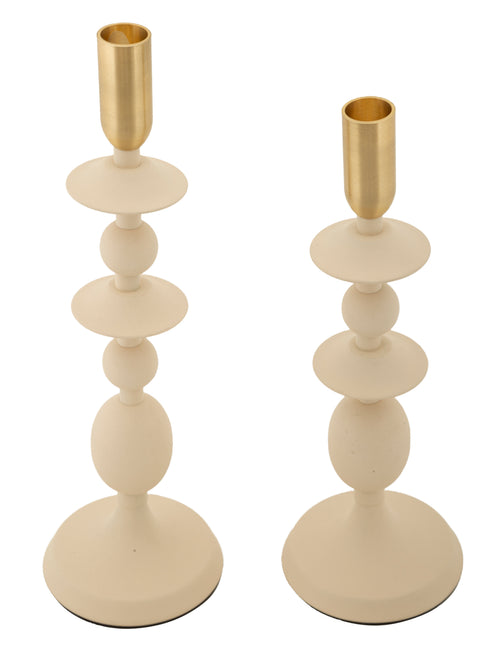 Mauro Ferretti kaarsenhouder - set van 2 - crème/goud