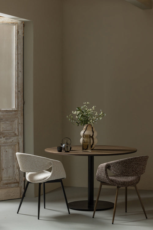 WOOOD eetkamerstoelen metalen koper poot Yossi - Bruin - Set van 2